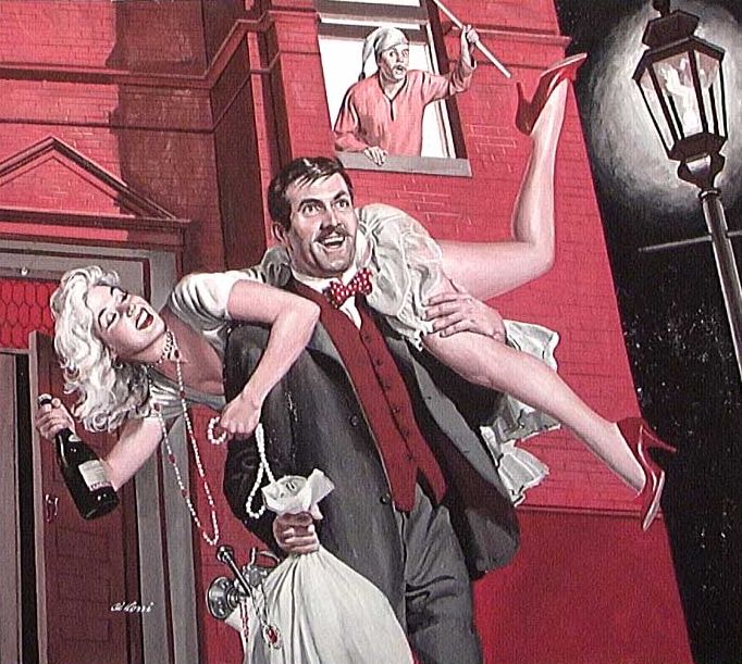 Bourbon Street, Magazine Illustration by Al Rossi, 1960